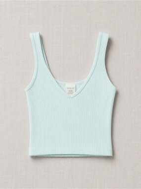 Aster Top Ribbed Seamless V-Neck Tank in Light Aqua